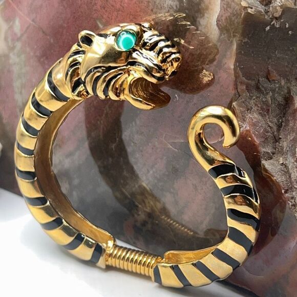 Tiger Green Eye Bangle Kenneth Jay Lanee - Picture 1 of 14